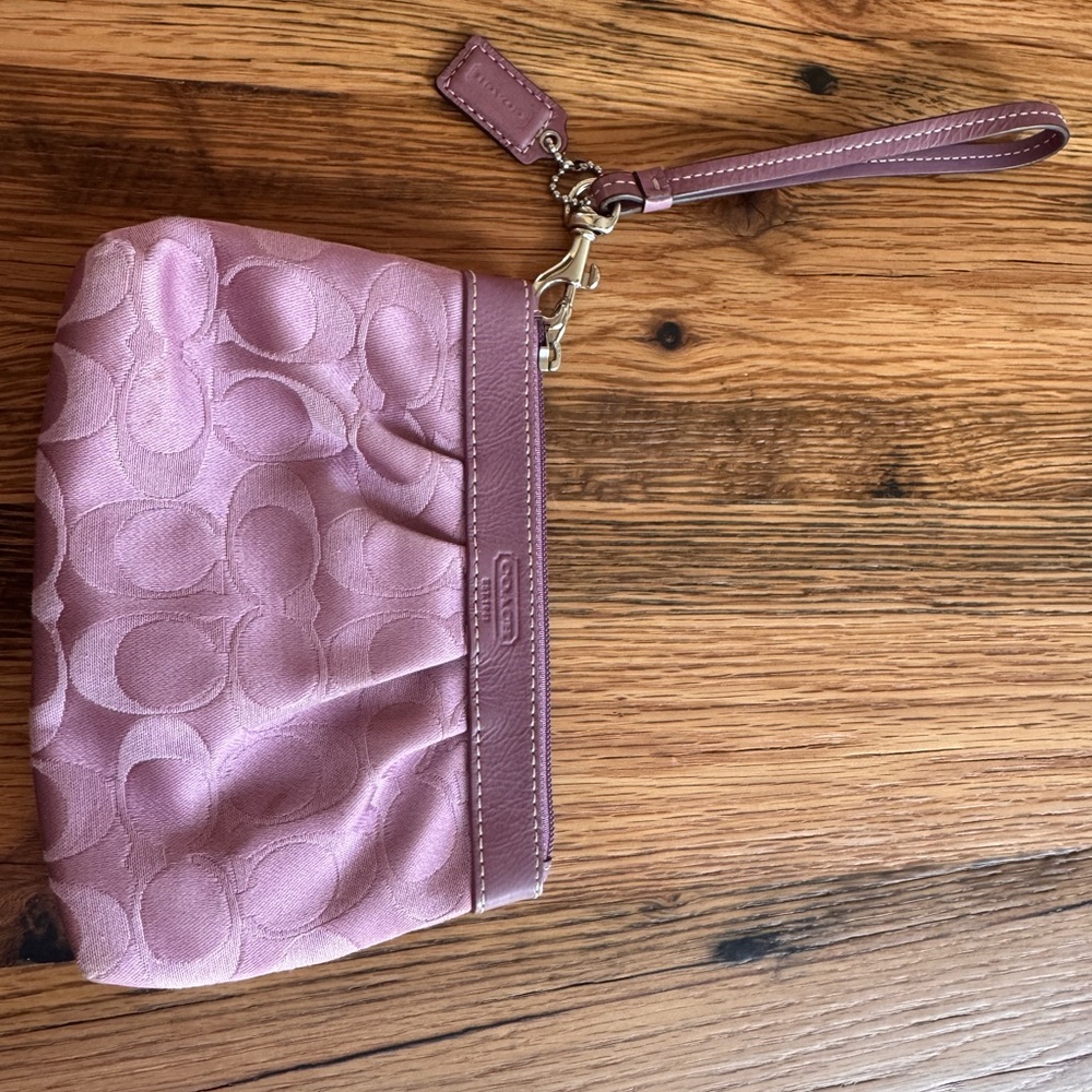 Coach Pink Clutch Wristlet with Signature Monogram